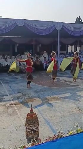 Traditional dance performance in formation, Tanjungsari, Indonesia