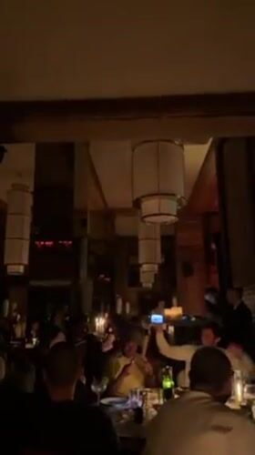 Group gathers for dinner at luxury Courchevel restaurant