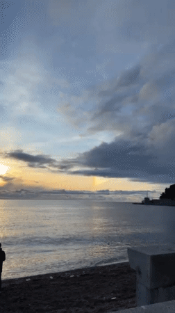 Sunset scenes documented across Petrovac coastline during February afternoon