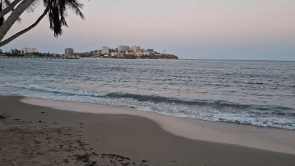 Evening beach scenes documented in Pampatar, Venezuela