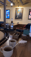 Inside a Harry Potter-themed café with model trains in Krasnodar