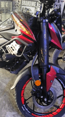 Custom Bajaj Pulsar motorcycle spotted parked indoors