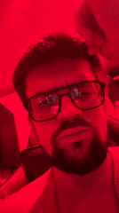 Selfie video under red lighting in Volgograd