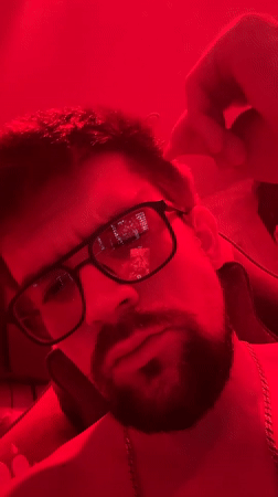 Selfie video under red lighting in Volgograd
