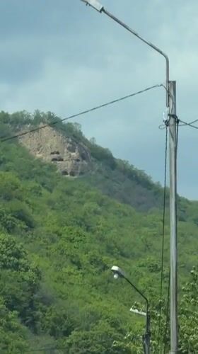 Vehicle records hillside with rocky patch in Bodorna, Georgia