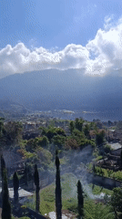 Villages, valleys, and mountains on a clear day