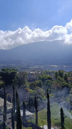 Villages, valleys, and mountains on a clear day