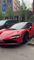 Red Ferrari SF90 spotted parked on Moscow street