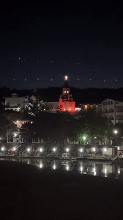 Red-lit church with illuminated cross observed in Novomikhaylovsky