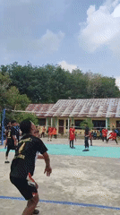 Outdoor volleyball game captured in Blangriek, Indonesia