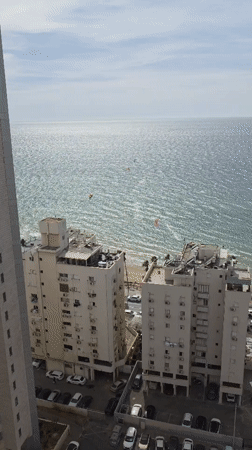 Kitesurfers spotted along Bat Yam Mediterranean coast Friday afternoon