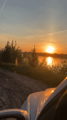 Sunset drive through rural landscape captured by single witness