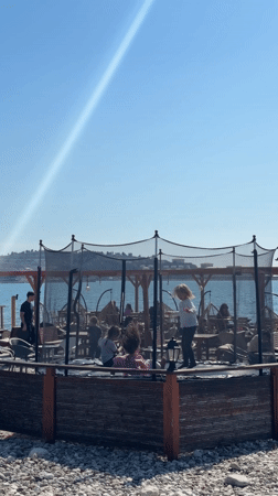 Spring afternoon life along Bar, Montenegro's Adriatic waterfront