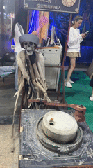 Horror attraction in Chongqing with zombie figures and spooky props