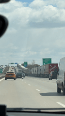 Traffic jam blocks multi-lane highway near Lozen, Bulgaria