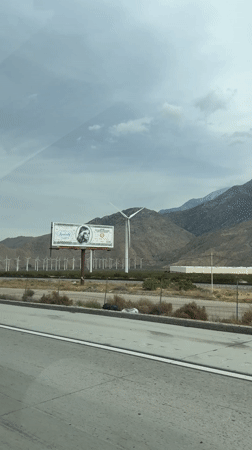 Evening road trip through Cabazon captures desert winds turbines