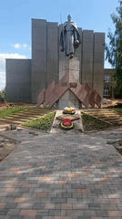 War memorial and chess sculptures documented in Belarus village