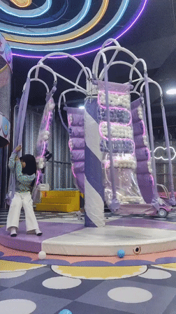 Busy indoor playground in Sidoarjo, full of kids at play