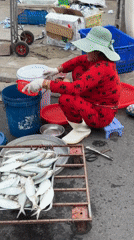 Morning street market activity in Nha Trang, Vietnam