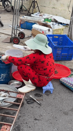 Morning street market activity in Nha Trang, Vietnam