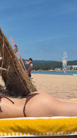 Windsurfing training session observed on Primorsko beach, Bulgaria