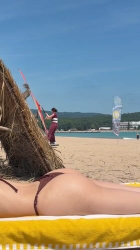 Windsurfing training session observed on Primorsko beach, Bulgaria
