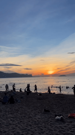 Golden hour fading to dusk on Nha Trang's beachfront