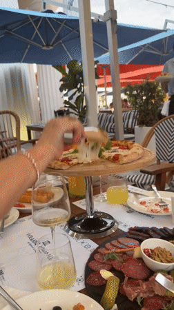 Lunch spread at an outdoor Batumi restaurant with Black Sea views