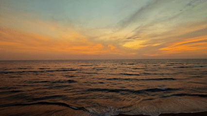 Calm sunset over Anangadi beach, Kerala coast