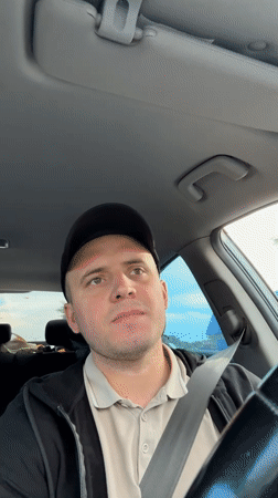 Focused driving on the roads of Chaikovsky, Russia