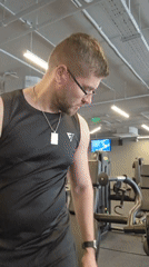 Man exercises at gym in Plovdiv, Bulgaria