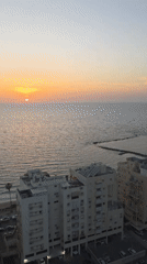 Mediterranean sunset captured from high-rise in Bat Yam, Israel