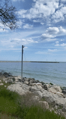 Calm Black Sea waters filmed from Varna shoreline