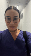 Medical worker photographed in Saint Petersburg hallway