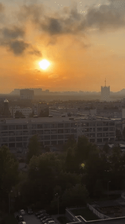 Witness documents golden hour cityscape in Sinyavino, Russia