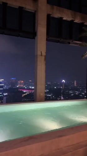 Nighttime rooftop pool scenes captured in Central Jakarta