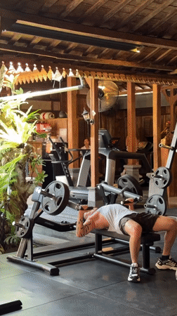 Early morning gym workout captured in North Kuta