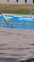 Summer morning at an outdoor pool in Sant Joan Les Fonts
