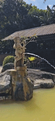 Morning bathing ritual observed at Balinese water temple