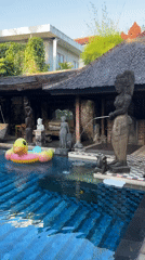 Pool scene with inflatable duck observed in Kuta Selatan