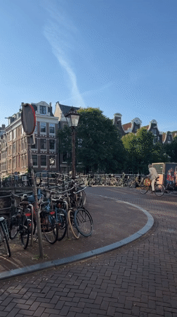Morning scenes document typical Amsterdam street life and infrastructure