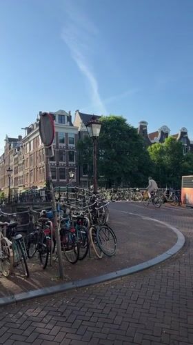 Morning scenes document typical Amsterdam street life and infrastructure