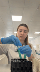 Lab technician conducts routine sample work in Moscow facility