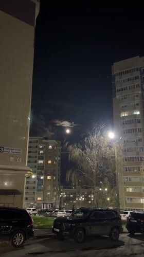 Nighttime residential scene captured in Cheboksary, Russia