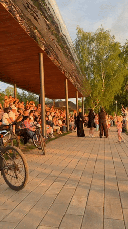 Community gathers for outdoor band performance in Votkinsk, Russia