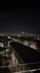 Yerevan at night, Soviet apartments and a lit TV tower
