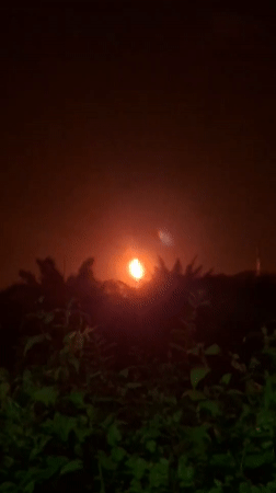 Bright orange light captured by witnesses in Lhokseumawe
