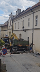 Morning construction work documented across Prešov, Slovakia