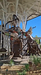 Themed venue in Rheinhausen with monorail, sculptures, and quirky transport