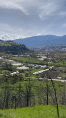 Rural Karabük landscape with greenhouses, hills documented on video